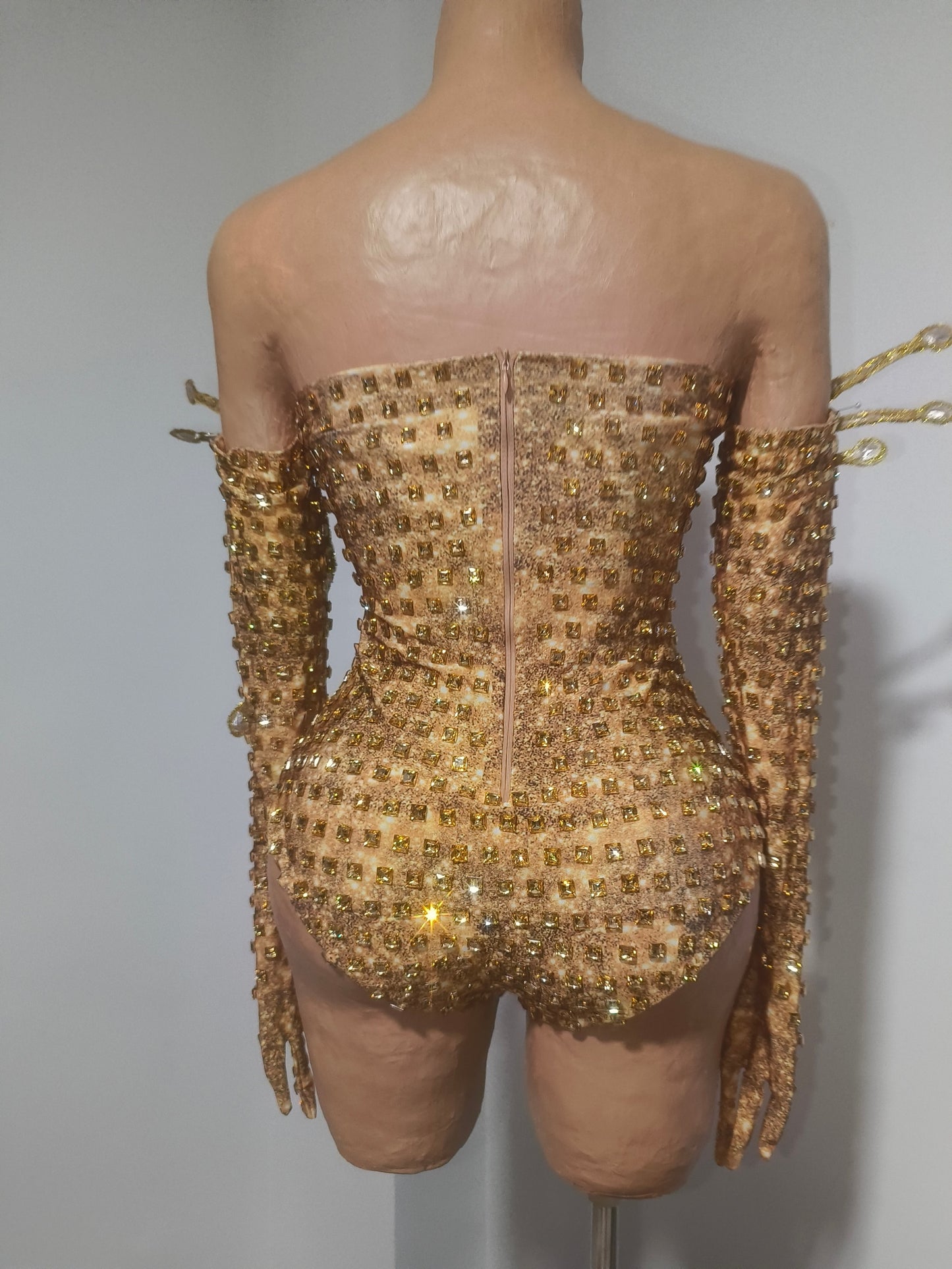 CELESINYI Jinjing Rhinestone All-Seeing Eye Bodysuit