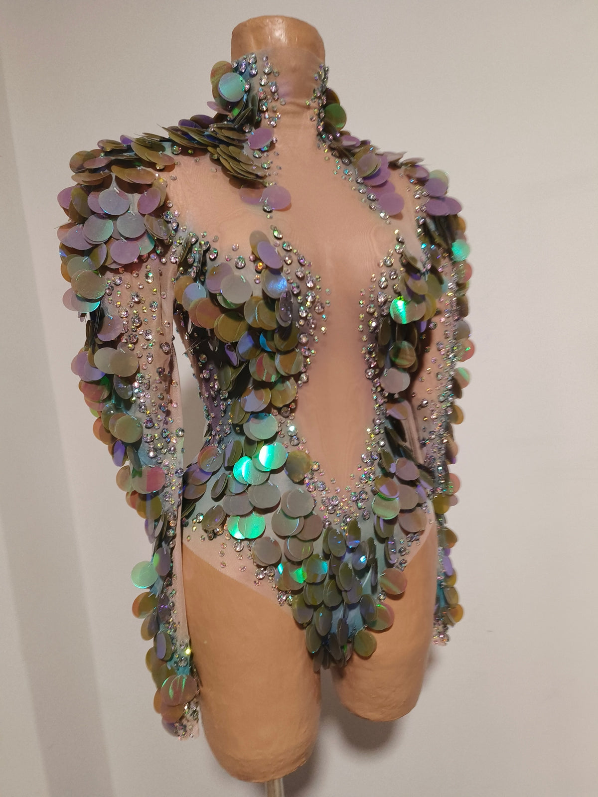 CELESINYI Yupi Crystal Iridescent Bodysuit
