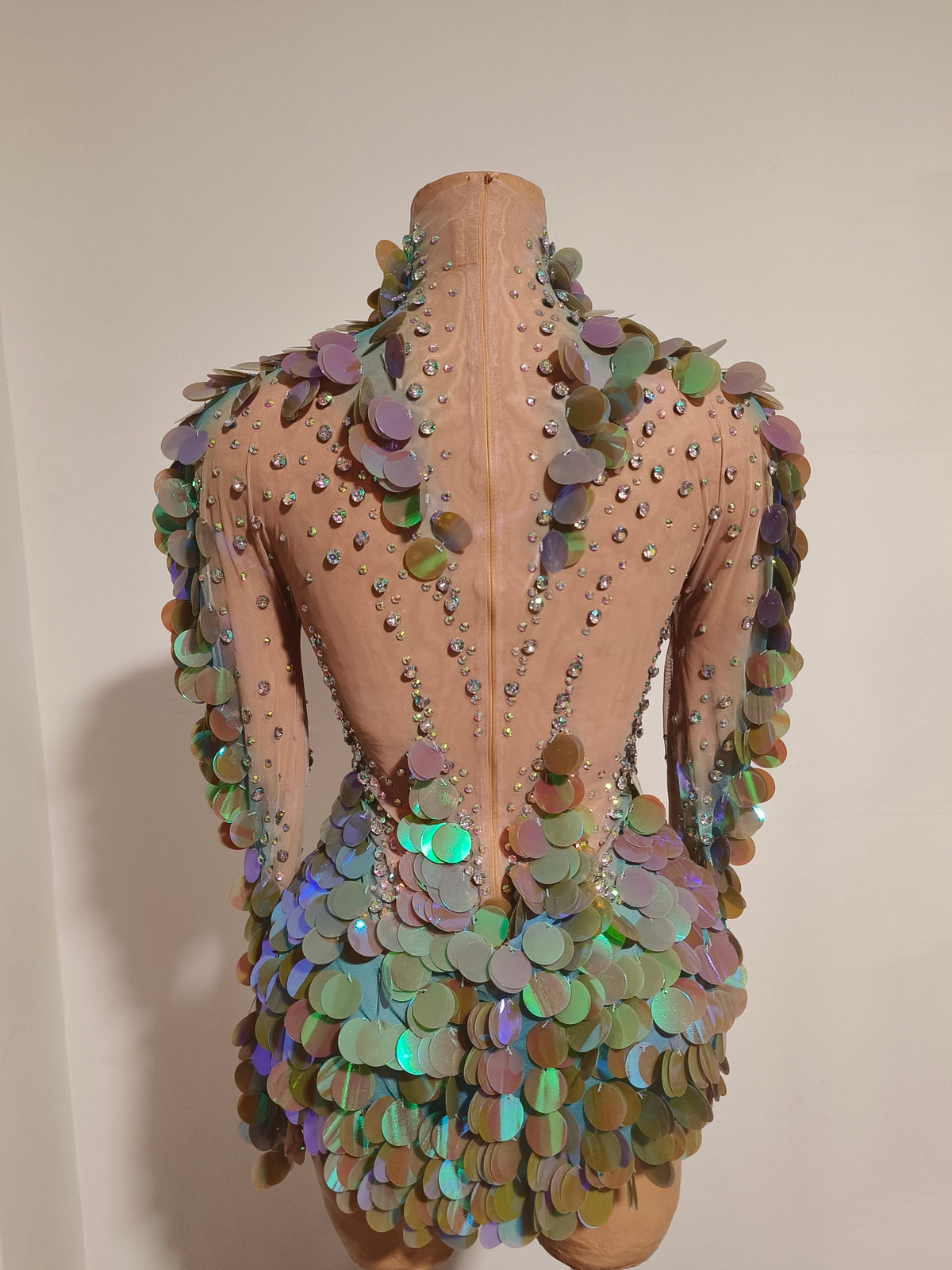 CELESINYI Yupi Crystal Iridescent Bodysuit