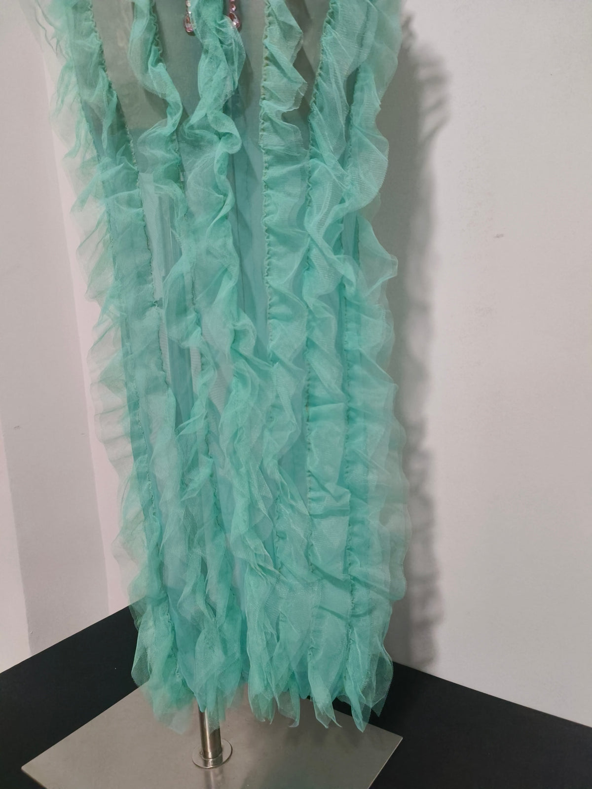 CELESINYI Qingliang Crystal Mint Ruffle Gown