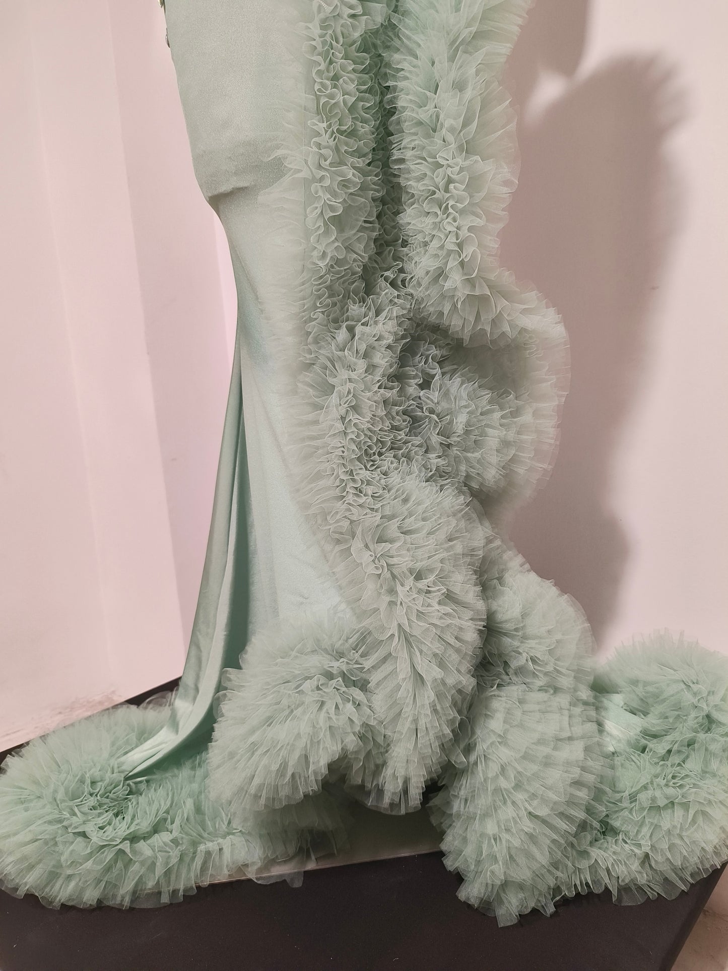 CELESINYI Migua Crystal Melon Tulle Gown