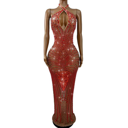 CELESINYI Yinxing Crystal Silver Star Dress