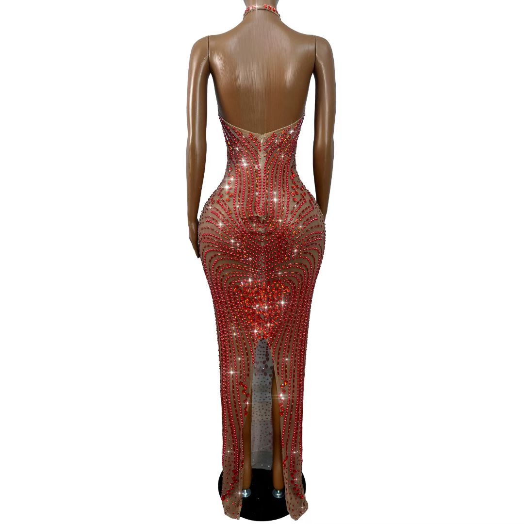CELESINYI Yinxing Crystal Silver Star Dress