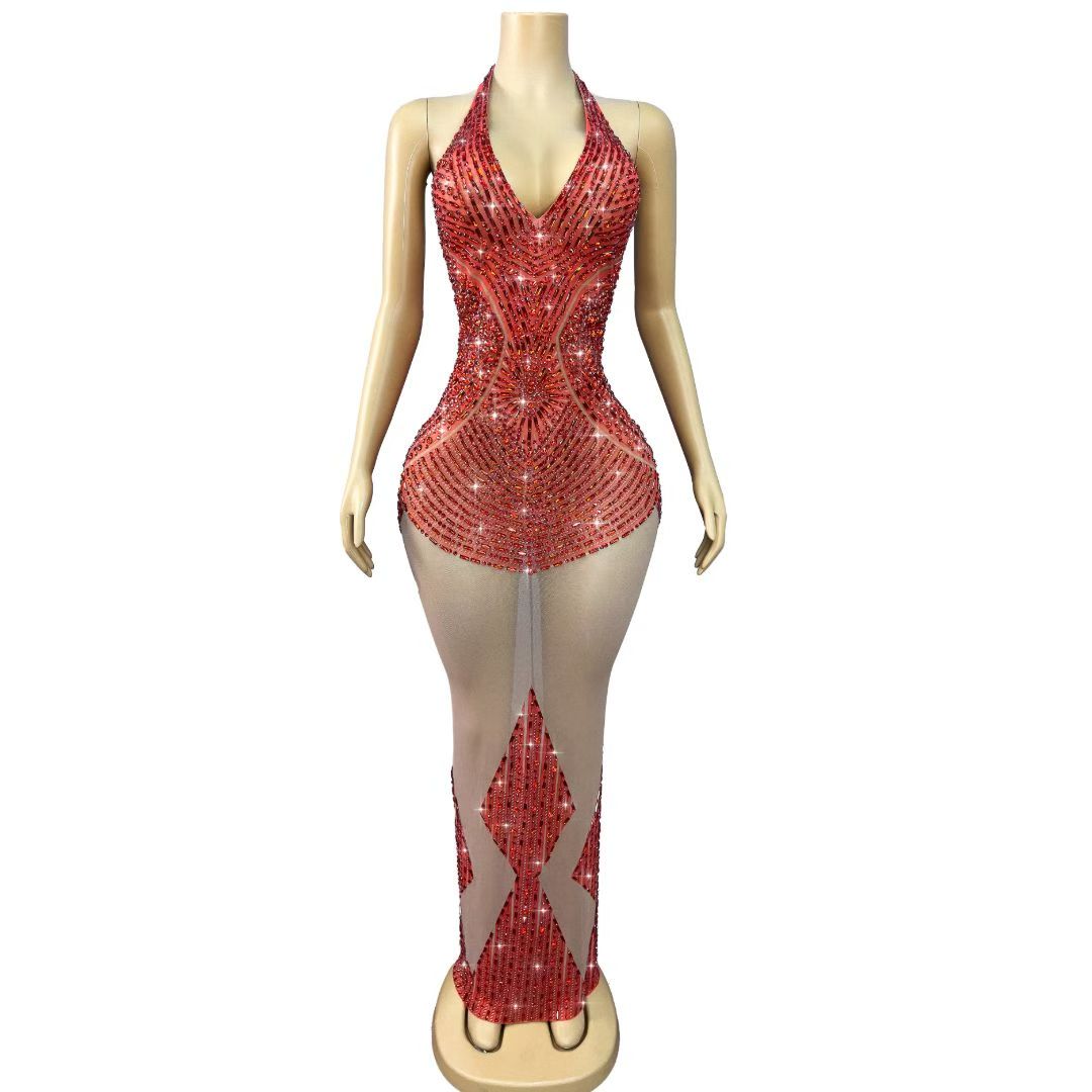 CELESINYI Hongxiezi Crystal Sunburst Mermaid Gown