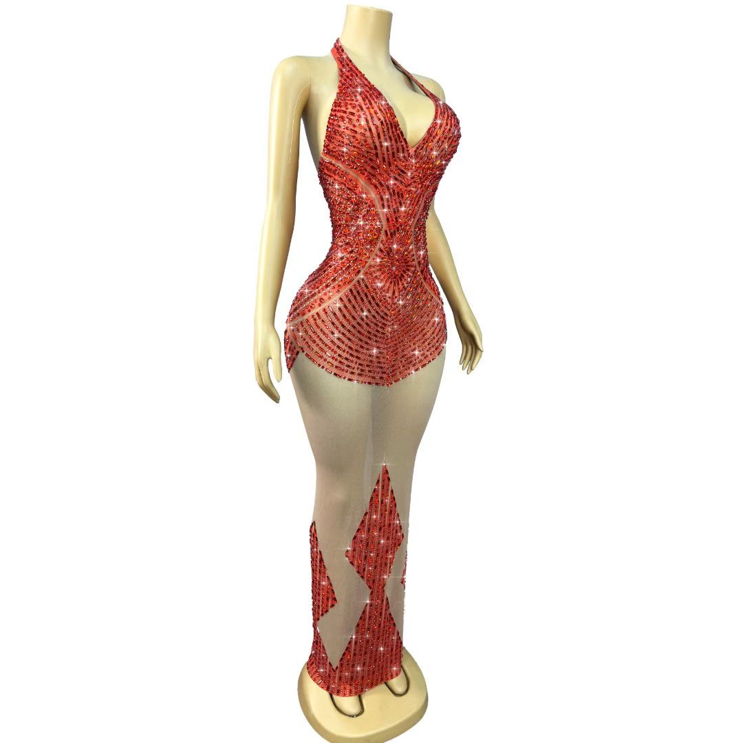 CELESINYI Hongxiezi Crystal Scorpion Print Party Dress