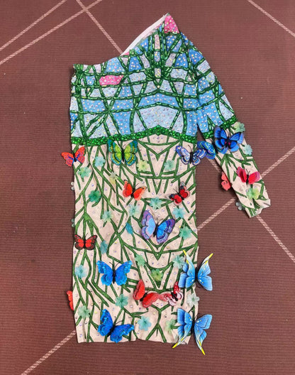 CELESINYI Hudiehuaban Crystal Butterfly Print Dress