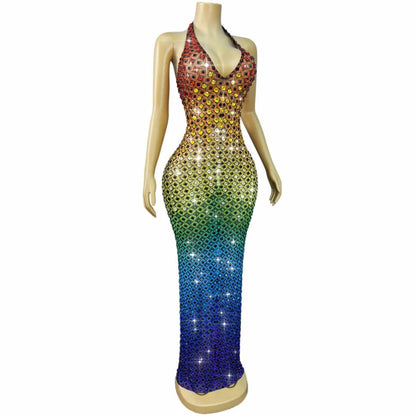 CELESINYI Qicailiulijia Crystal Iridescent Dress