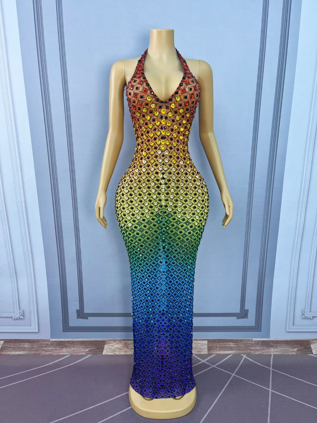 CELESINYI Qicailiulijia Crystal Iridescent Dress