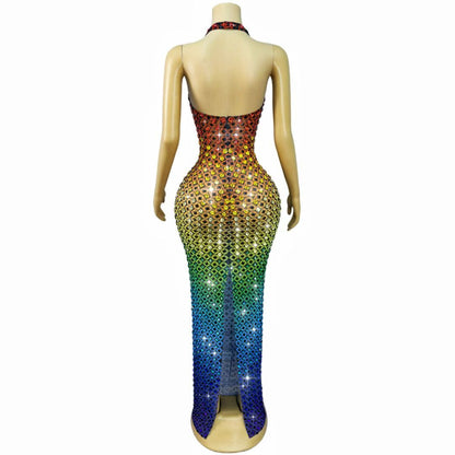 CELESINYI Qicailiulijia Crystal Iridescent Dress