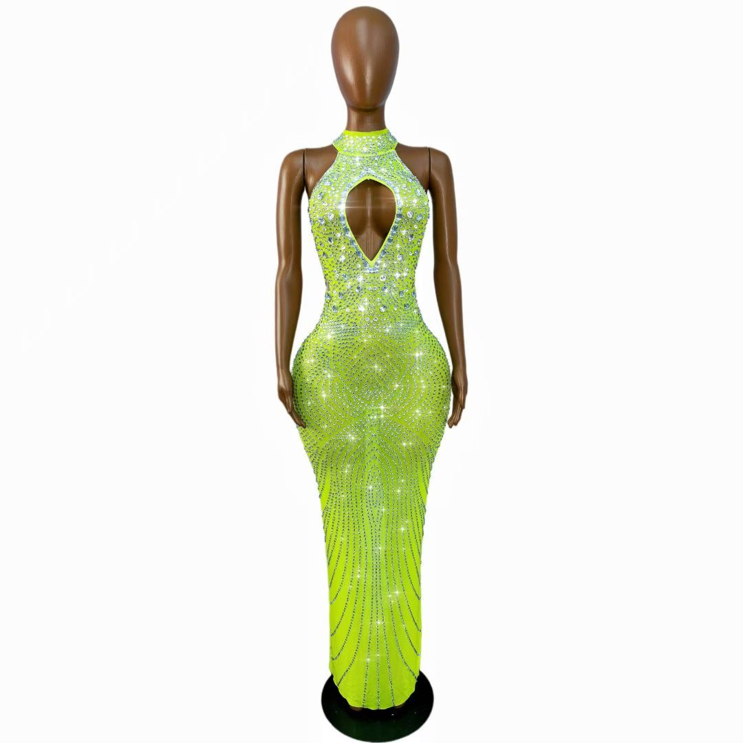 CELESINYI Huangdou Crystal Party Dress
