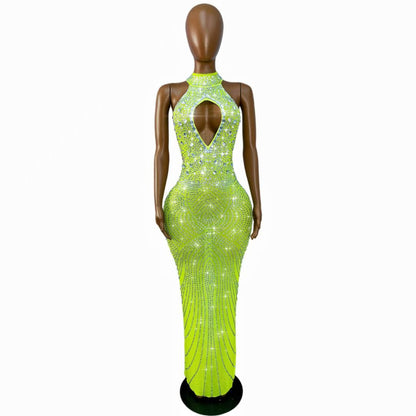 CELESINYI Huangdou Crystal Party Dress