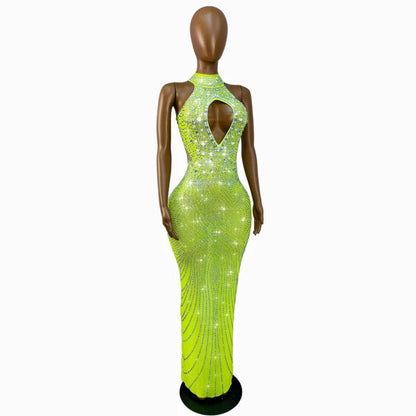 CELESINYI Huangdou Crystal Party Dress