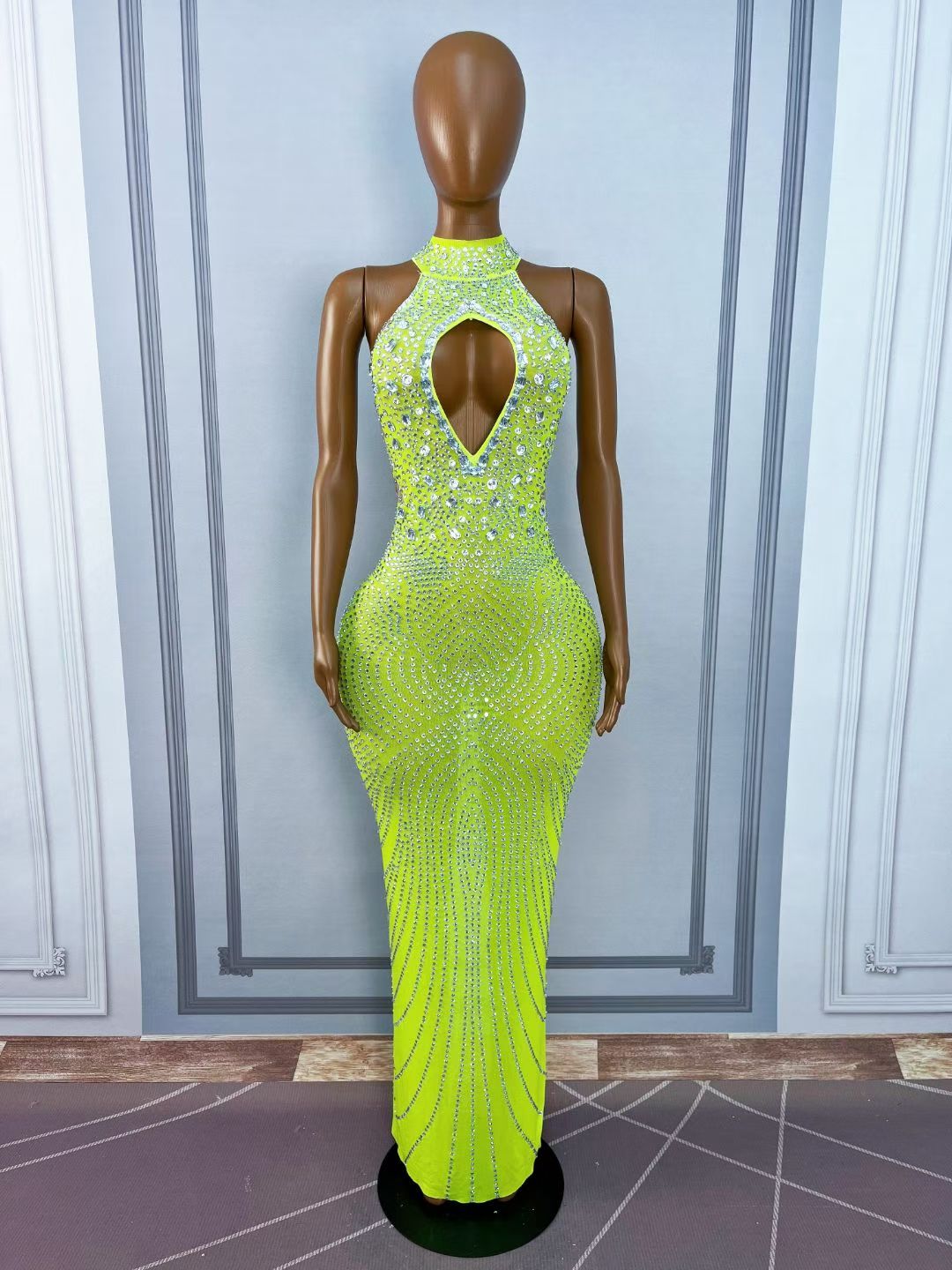 CELESINYI Huangdou Crystal Party Dress