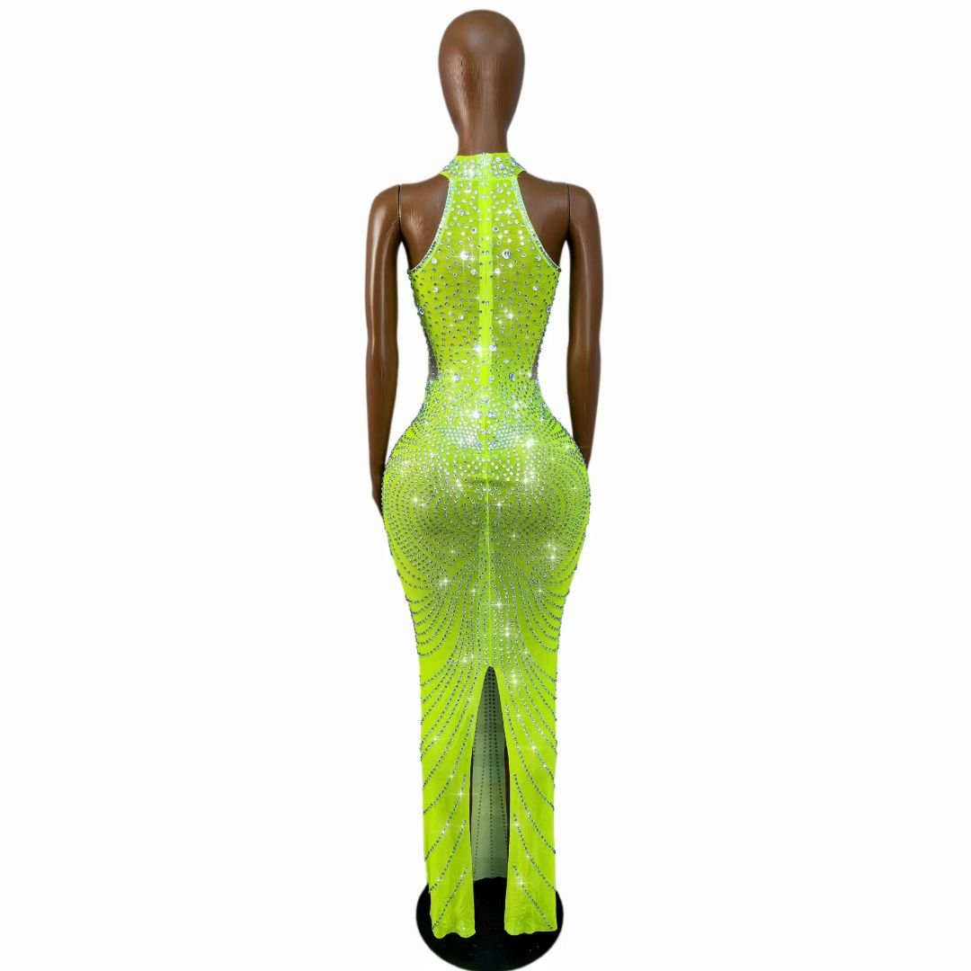 CELESINYI Huangdou Crystal Party Dress
