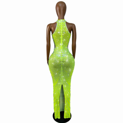 CELESINYI Huangdou Crystal Party Dress