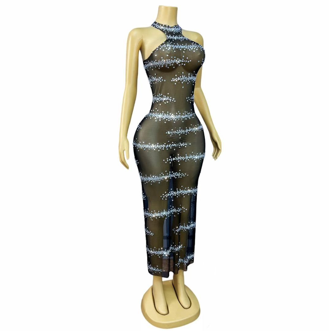 CELESINYI Xianguangdian Crystal Dot Stage Dress