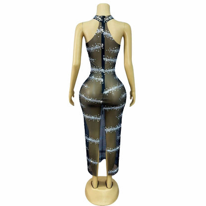 CELESINYI Xianguangdian Crystal Dot Stage Dress