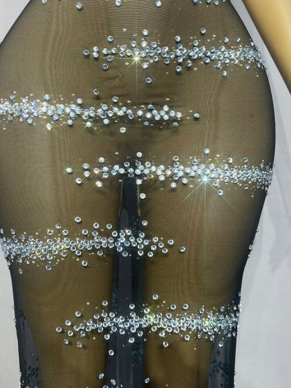 CELESINYI Xianguangdian Crystal Dot Stage Dress