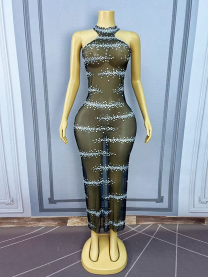 CELESINYI Xianguangdian Crystal Dot Stage Dress
