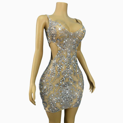 CELESINYI Xuebing Rhinestone Party Dress