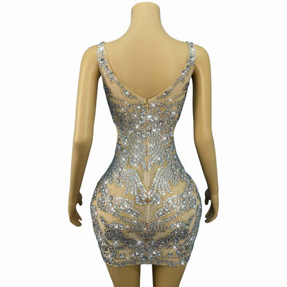 CELESINYI Xuebing Rhinestone Party Dress