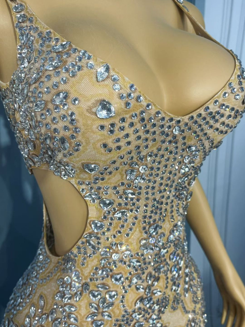 CELESINYI Xuebing Crystal Damask Mini Dress