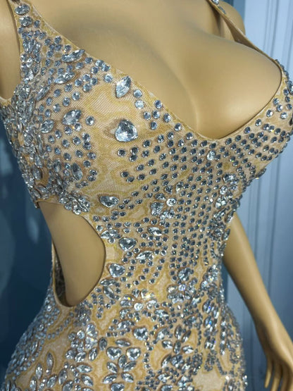 CELESINYI Xuebing Rhinestone Party Dress