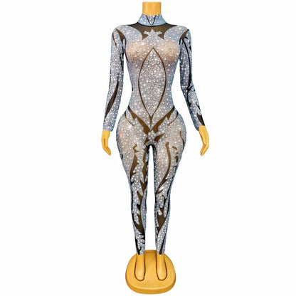 CELESINYI Yinhuaban Crystal Silver Petal Dress