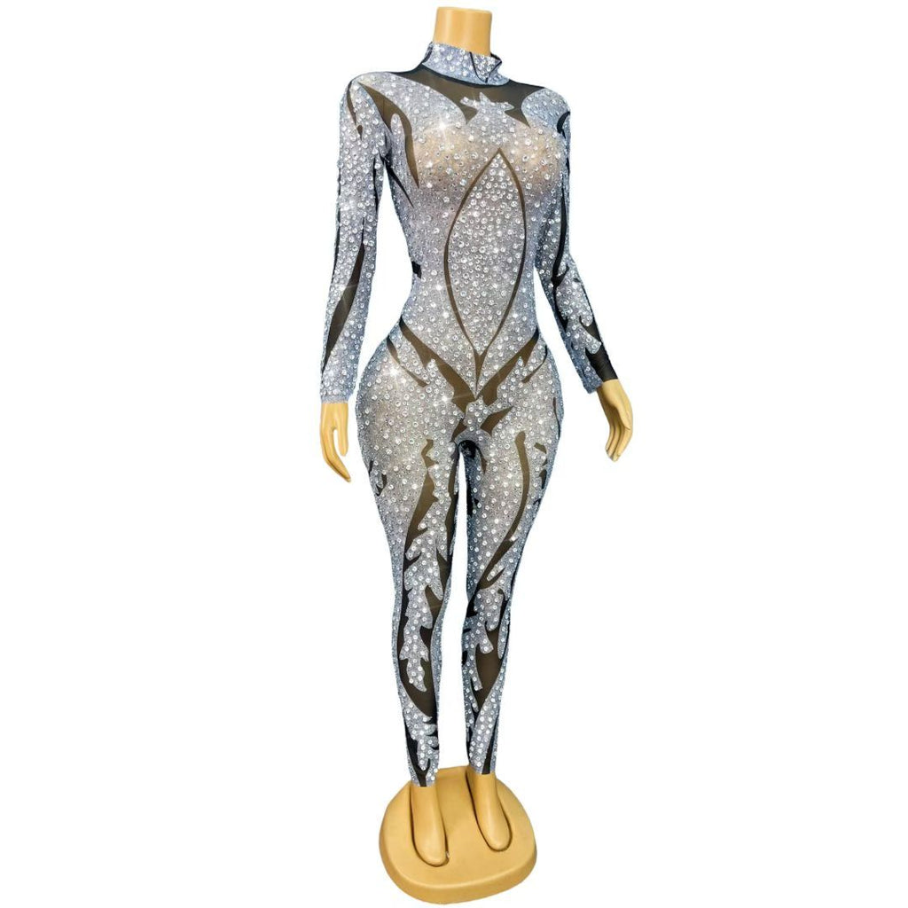 CELESINYI Yinhuaban Crystal Silver Petal Catsuit