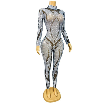 CELESINYI Yinhuaban Crystal Silver Petal Dress