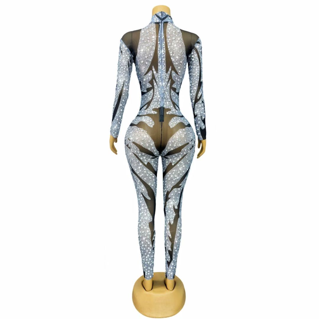 CELESINYI Yinhuaban Crystal Silver Petal Dress