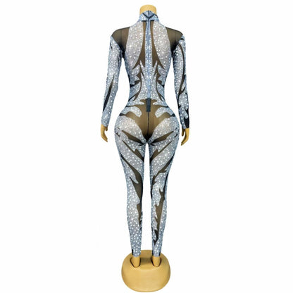 CELESINYI Yinhuaban Crystal Silver Petal Dress
