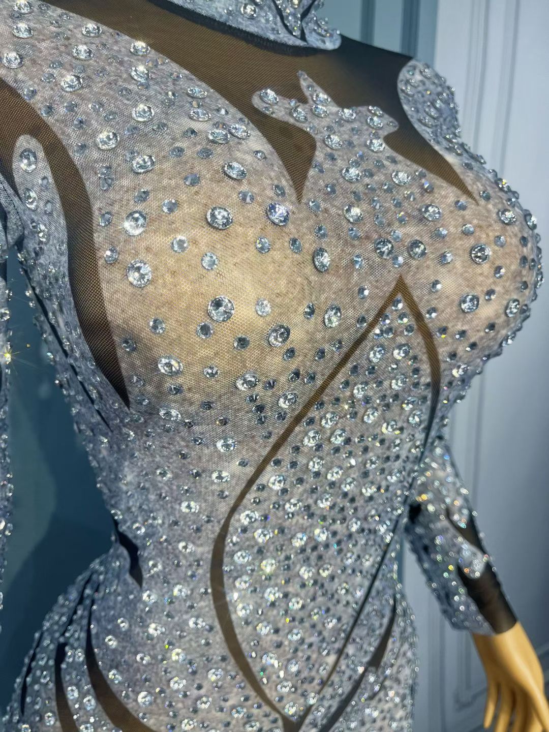CELESINYI Yinhuaban Crystal Silver Petal Dress