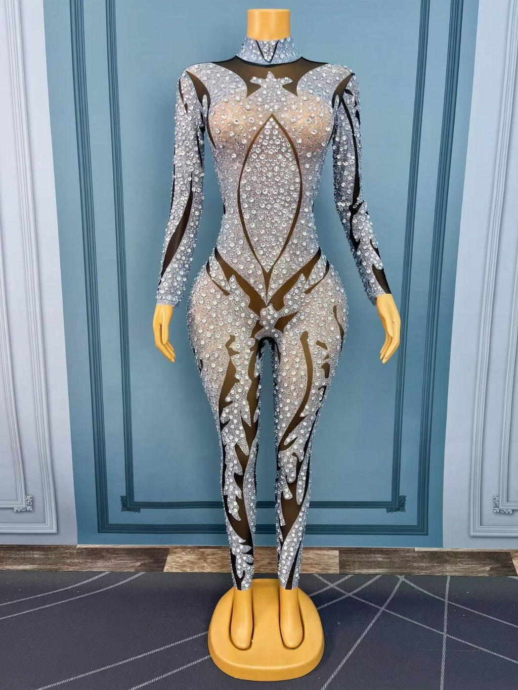 CELESINYI Yinhuaban Crystal Silver Petal Catsuit