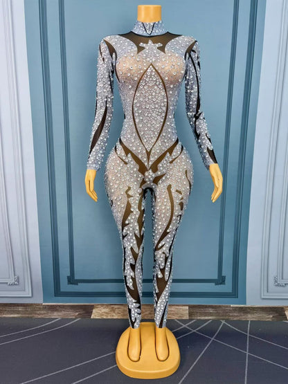 CELESINYI Yinhuaban Crystal Silver Petal Dress