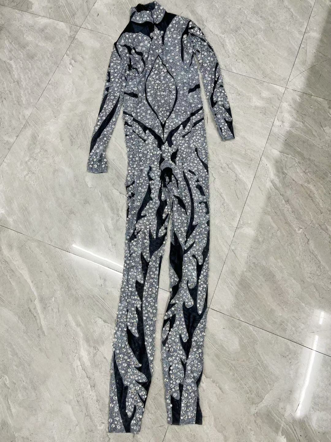 CELESINYI Yinhuaban Crystal Silver Petal Dress