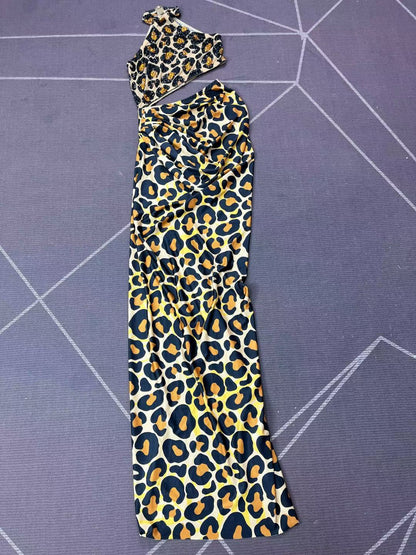 CELESINYI Yaredai Crystal Tropical Print Dress