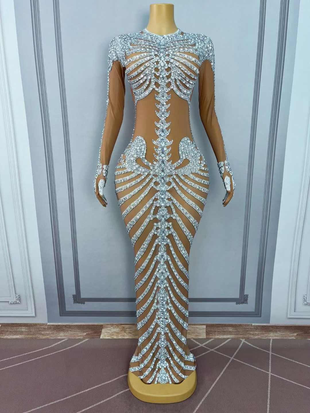 CELESINYI Kulouwang Crystal Skeleton Gown