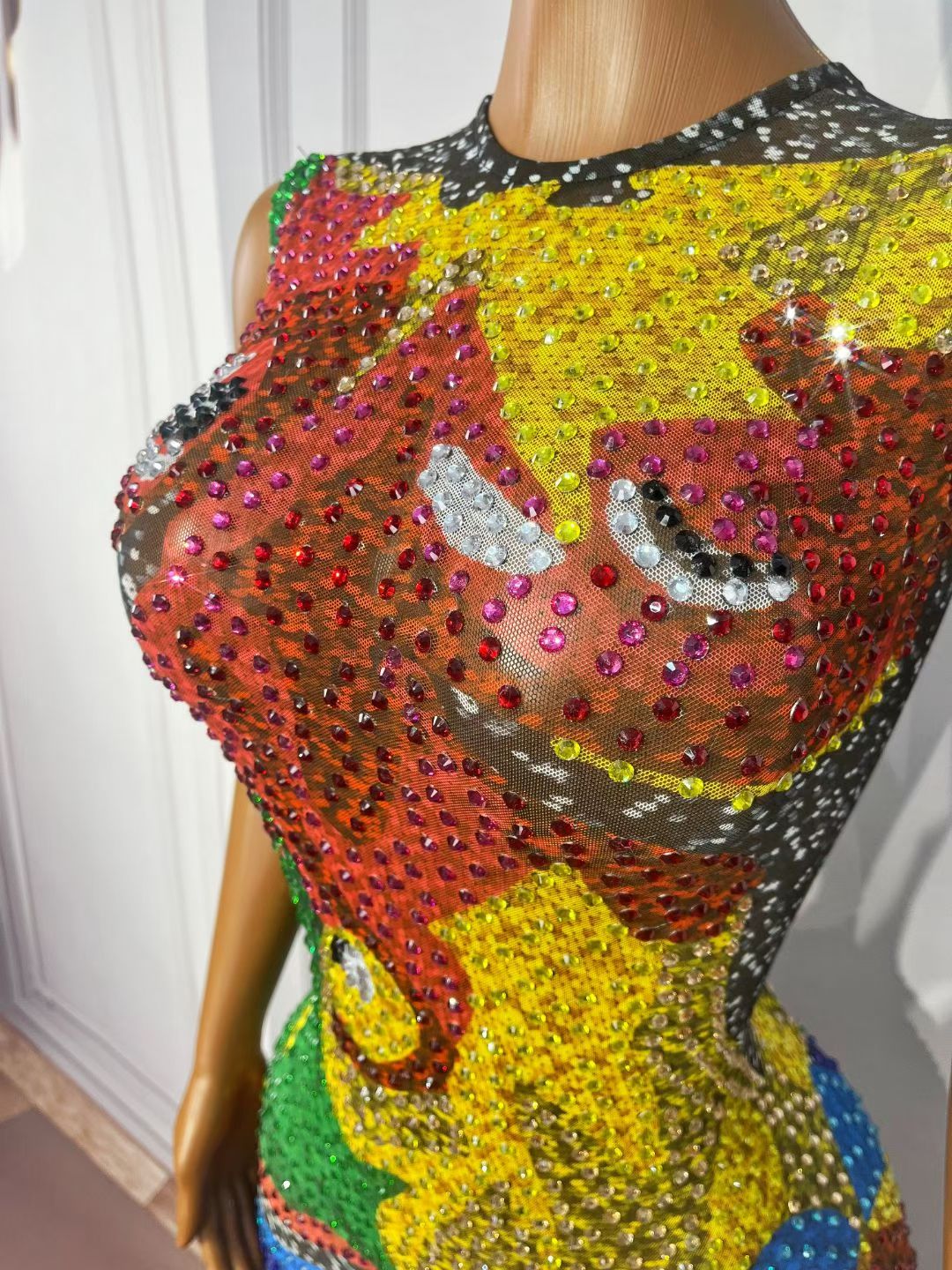 Wanqianye Rhinestone Thousand Leaves Performance Dress