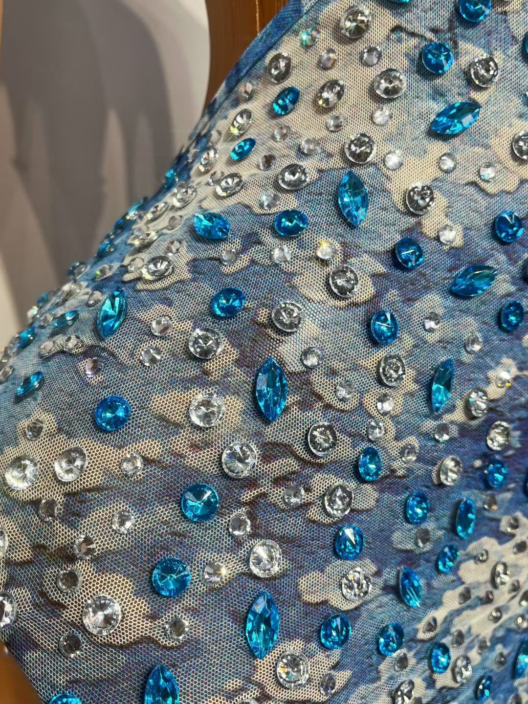 Lanmeiguojiang Rhinestone Blueberry Jam Print Party Dress