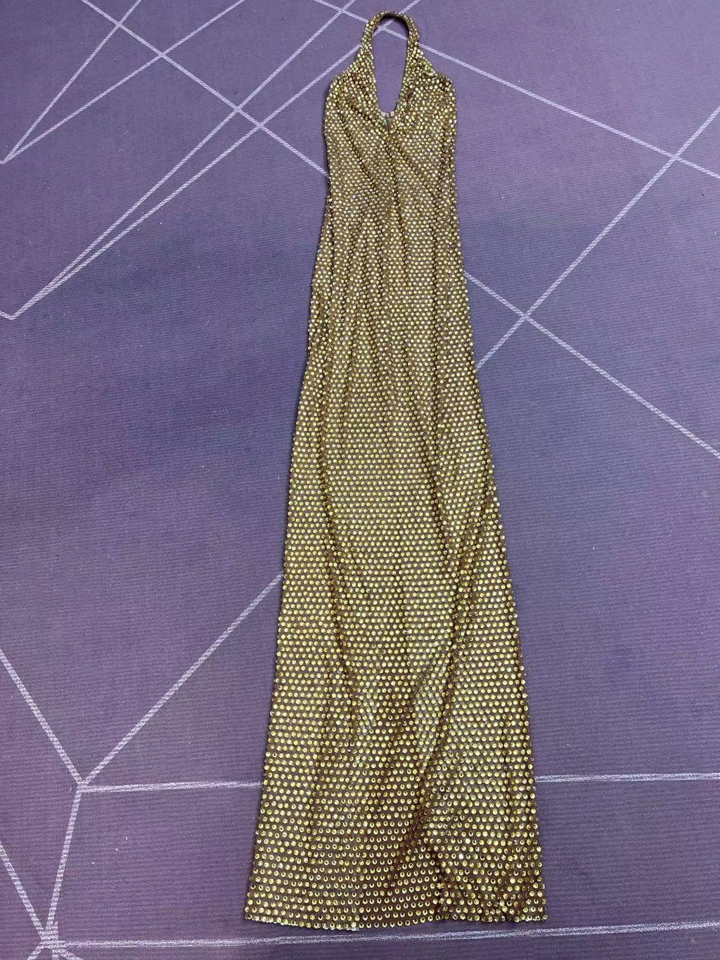 CELESINYI Jinmantang Crystal Gold Mesh Gown