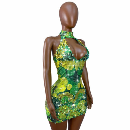 Qingzongzi Rhinestone Green Zongzi Dance Costume