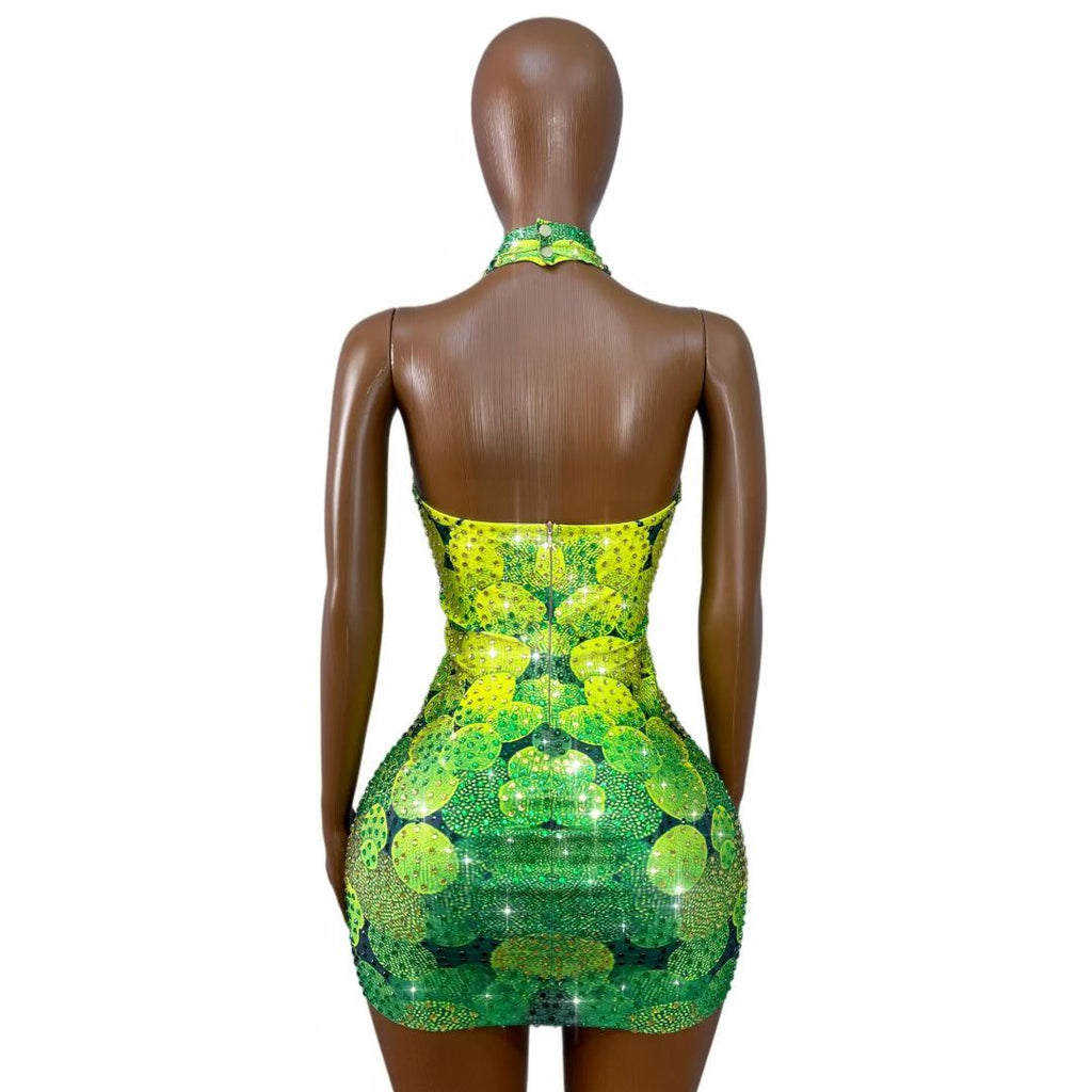 CELESINYI Qingzongzi Crystal Jade Shell Mini Dress