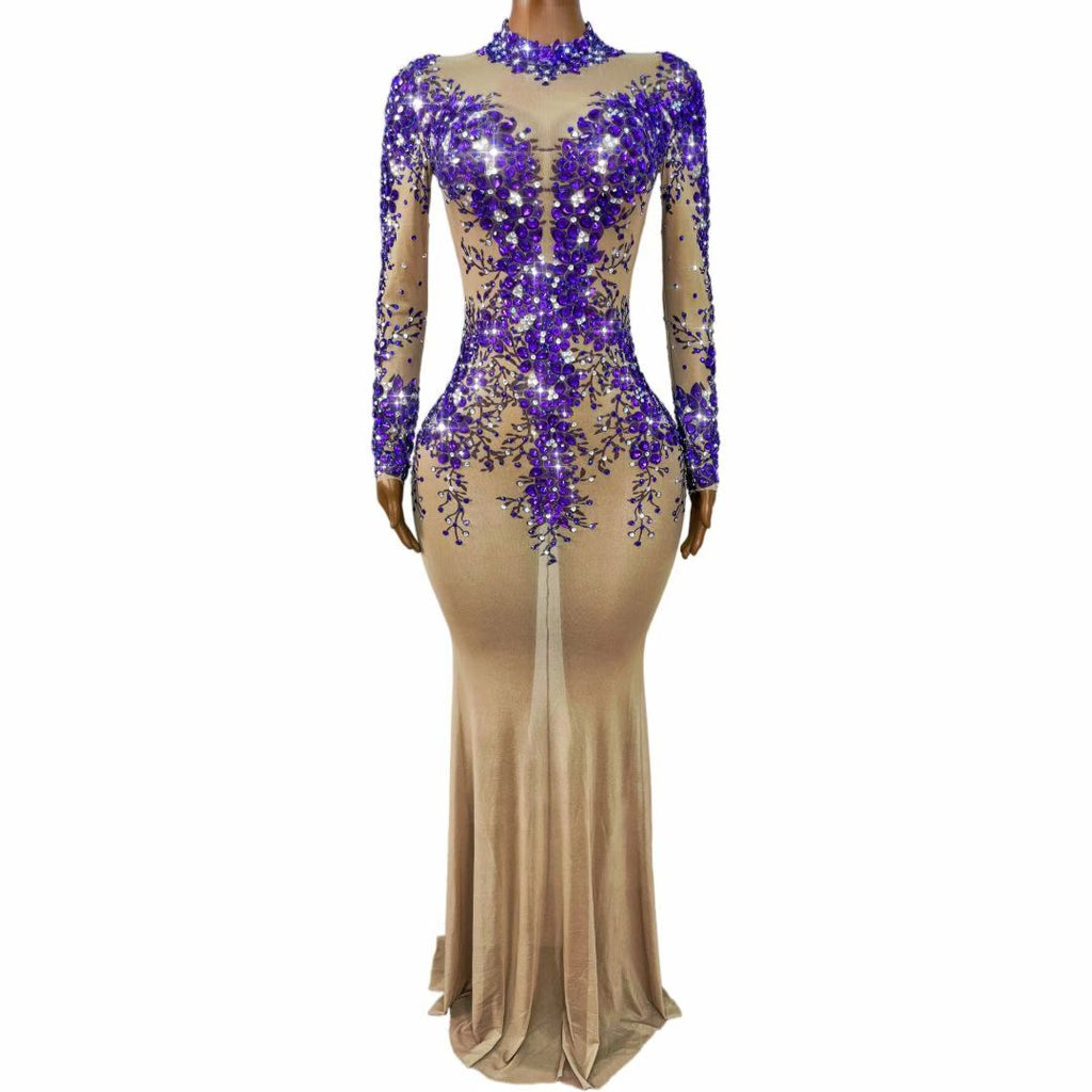 CELESINYI Zimeihua Crystal Plum Blossom Illusion Gown