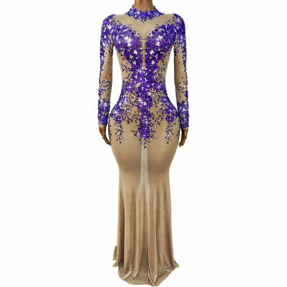 Zimeihua Rhinestone Purple Plum Blossom Dance Dress