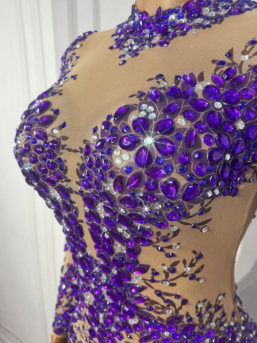 CELESINYI Zimeihua Crystal Plum Blossom Illusion Gown