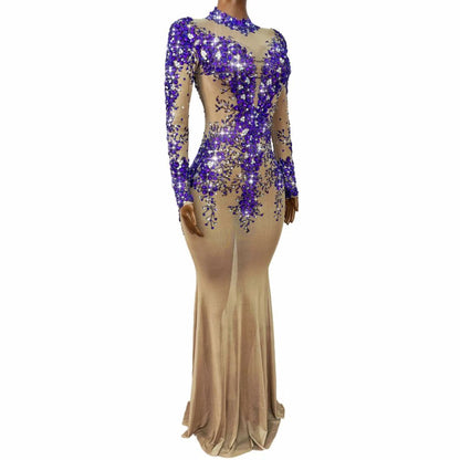 Zimeihua Rhinestone Purple Plum Blossom Dance Dress