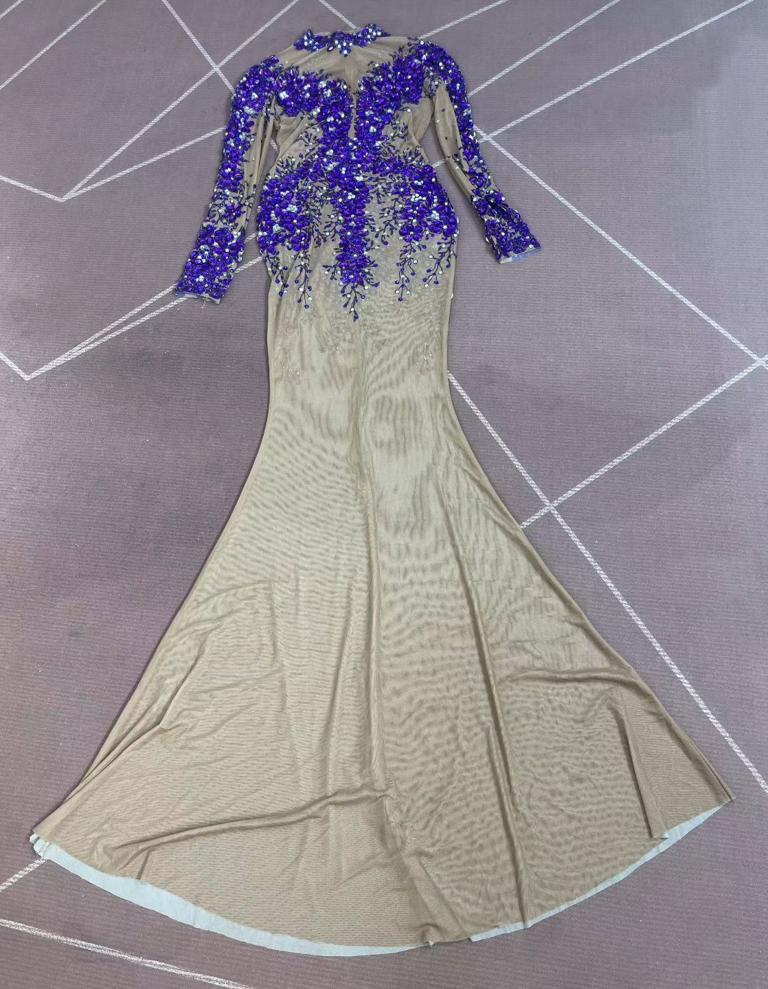 Zimeihua Rhinestone Purple Plum Blossom Dance Dress