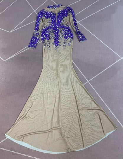 Zimeihua Rhinestone Purple Plum Blossom Dance Dress