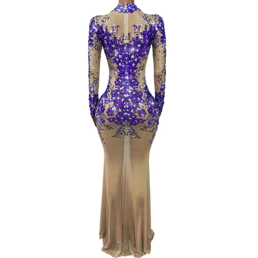 CELESINYI Zimeihua Crystal Plum Blossom Illusion Gown